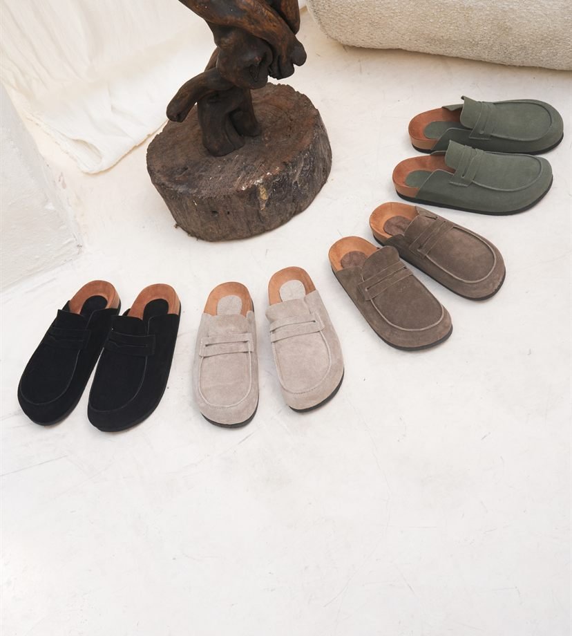 Náples — mule mocasín de gamuzón